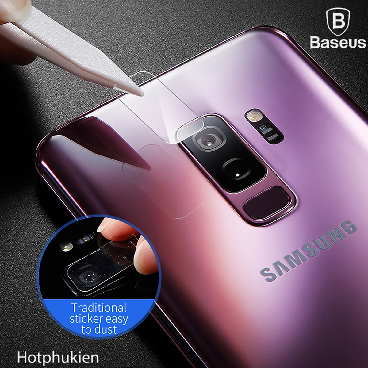 Miếng dán kính cường lực camera cho Samsung Galaxy S9 - S9 Plus hiệu Baseus